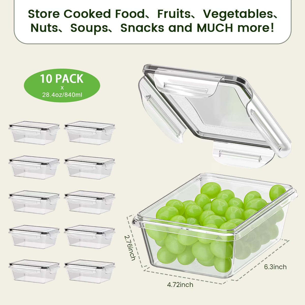 GPED 20-Piece Airtight Food Storage Container Set with Lids – Stackable BPA-Free Meal Prep & Lunch Boxes (Freezer & Microwave Safe)