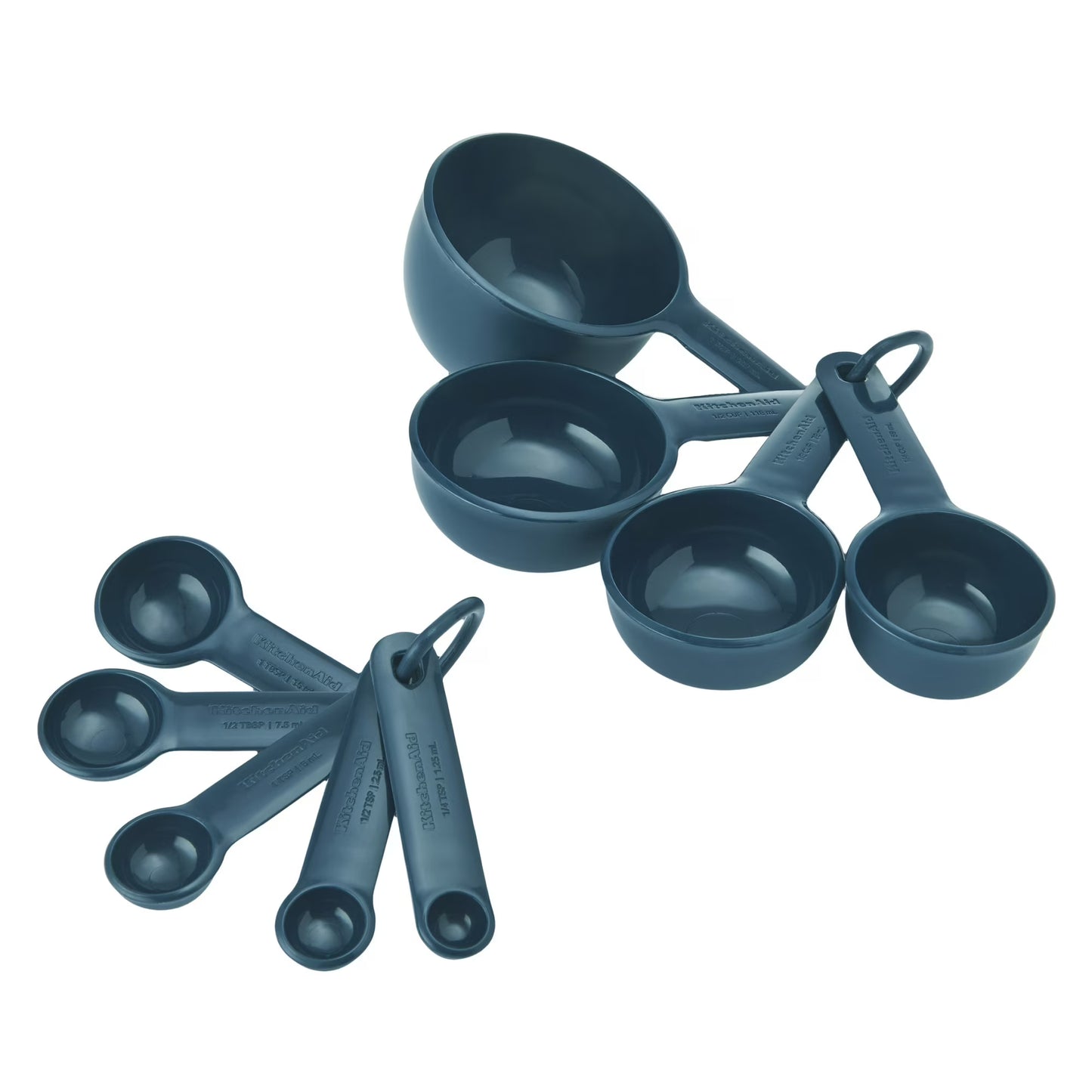 KitchenAid 9-Piece Stackable Measuring Cup and Spoon Set – Plastic Cooking Measurement Tools (Agave)