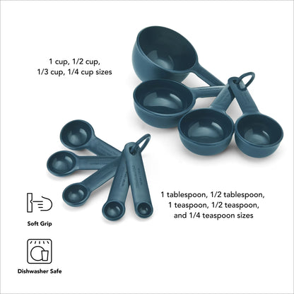 KitchenAid 9-Piece Stackable Measuring Cup and Spoon Set – Plastic Cooking Measurement Tools (Agave)