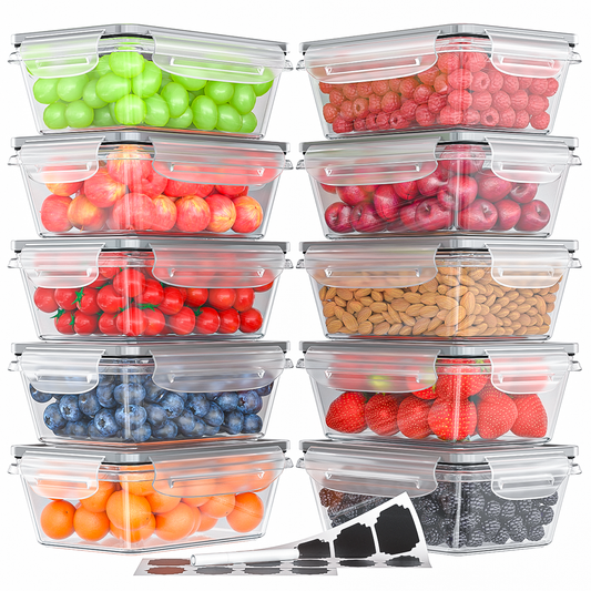 GPED 20-Piece Airtight Food Storage Container Set with Lids – Stackable BPA-Free Meal Prep & Lunch Boxes (Freezer & Microwave Safe)