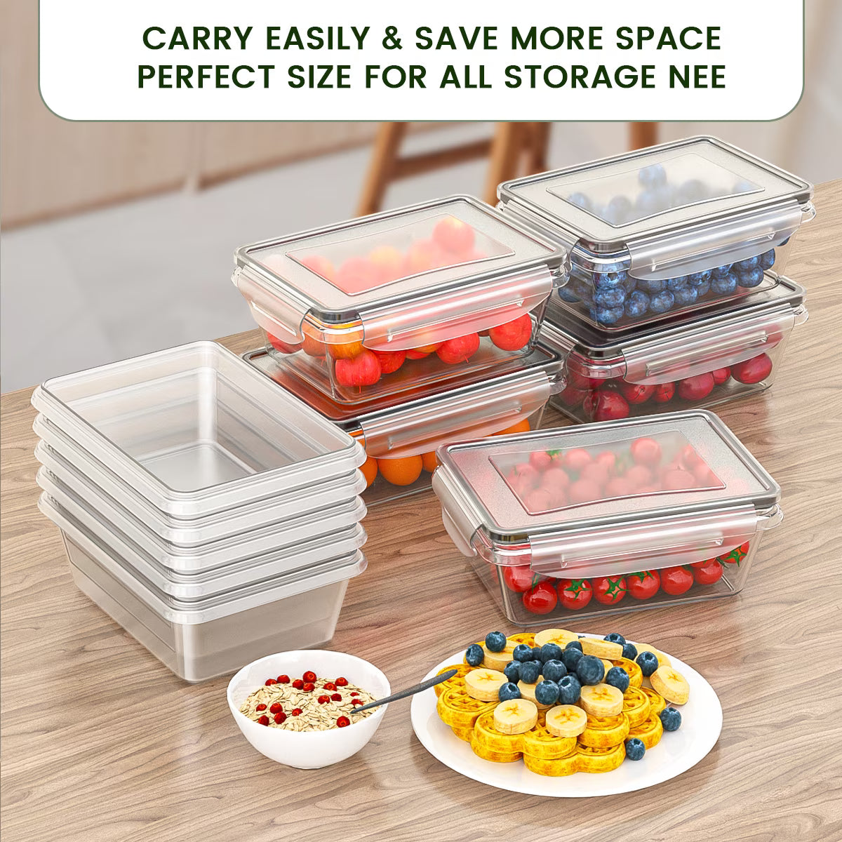GPED 20-Piece Airtight Food Storage Container Set with Lids – Stackable BPA-Free Meal Prep & Lunch Boxes (Freezer & Microwave Safe)