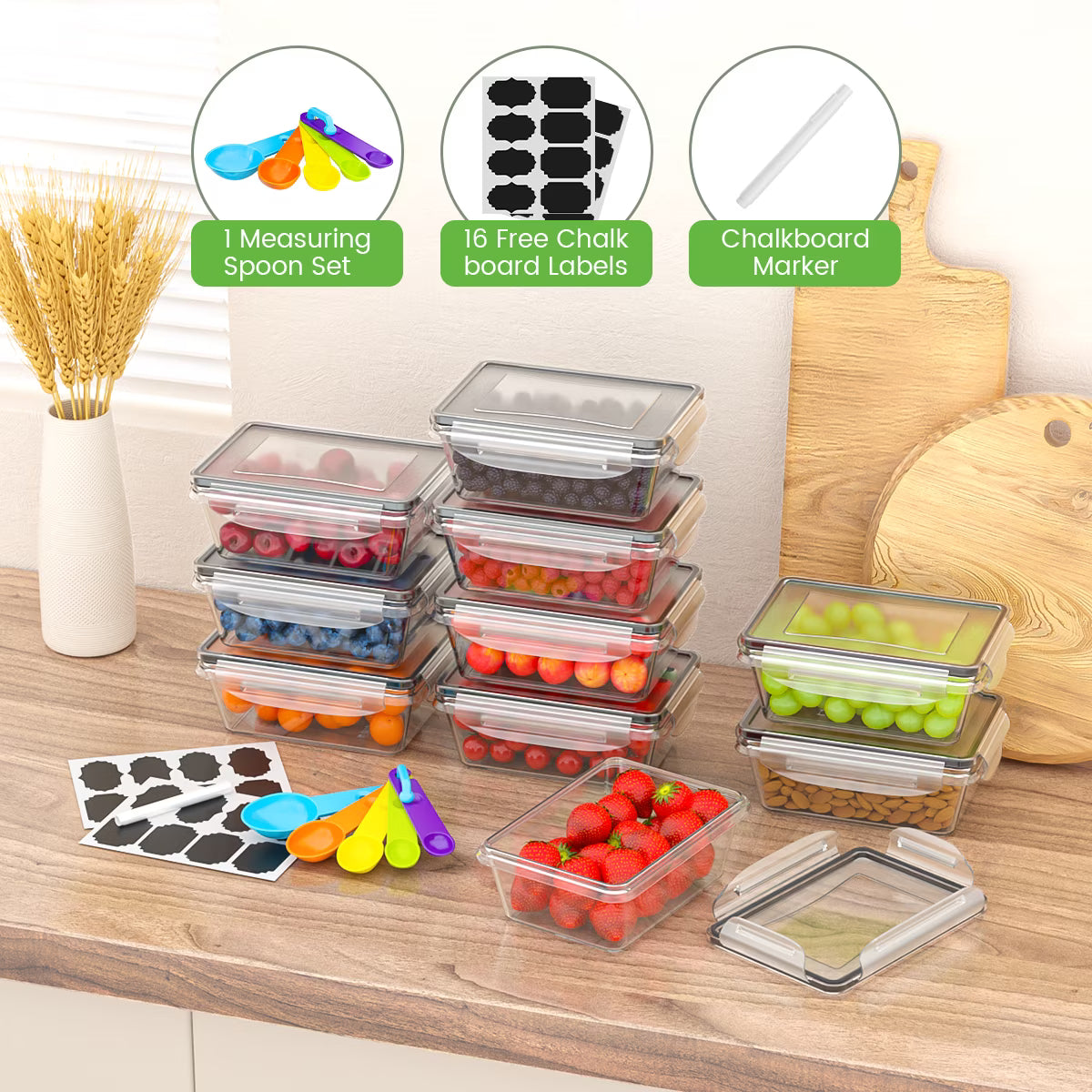GPED 20-Piece Airtight Food Storage Container Set with Lids – Stackable BPA-Free Meal Prep & Lunch Boxes (Freezer & Microwave Safe)