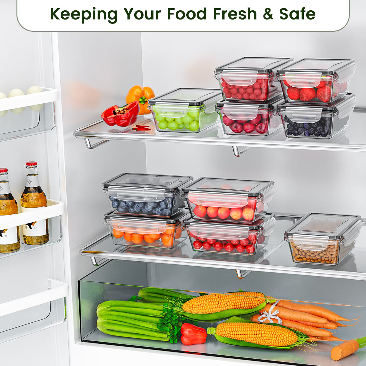GPED 20-Piece Airtight Food Storage Container Set with Lids – Stackable BPA-Free Meal Prep & Lunch Boxes (Freezer & Microwave Safe)