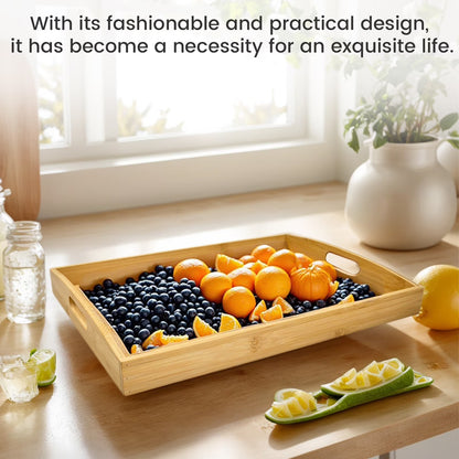 WALNEE 2-Pack Bamboo Rectangular Serving Trays – Natural Wood (17x13 & 16x12 Inches)
