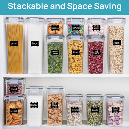 Sindcom 38-Piece Airtight Food Storage Container Set – Plastic Kitchen & Pantry Organization Canisters (Black)