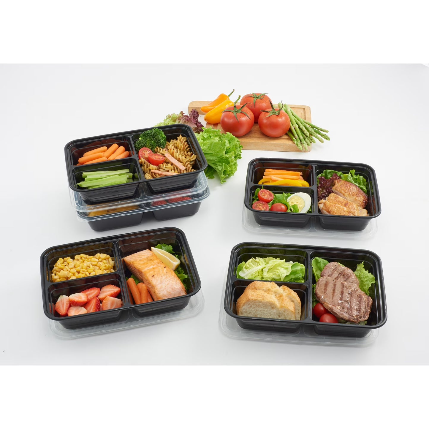 Mainstays 5-Pack 3-Compartment Meal Prep Containers with Lids – BPA-Free, Leak-Resistant & Microwave Safe