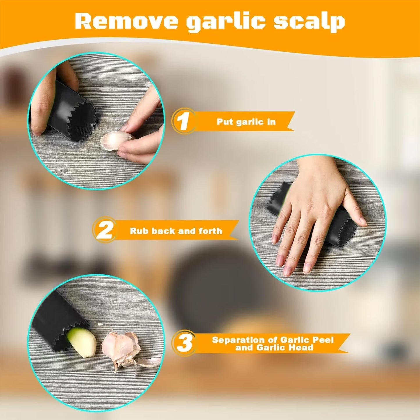 Heavy-Duty Stainless Steel Garlic Press Rocker – Garlic Mincer, Crusher & Chopper with Peeler, Scraper & Built-In Bottle Opener