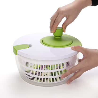 Mainstays 4-Quart Salad Spinner Vegetable Dryer – BPA-Free with Easy-Rotate Handle (Green Glaze)