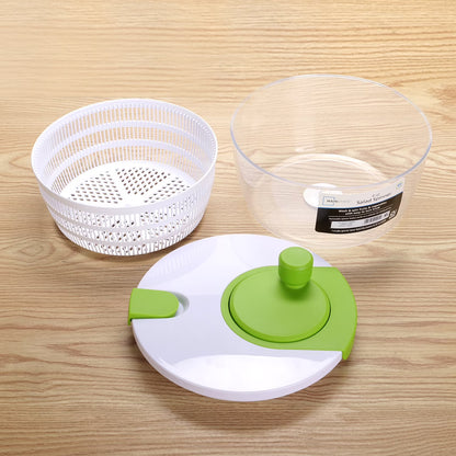 Mainstays 4-Quart Salad Spinner Vegetable Dryer – BPA-Free with Easy-Rotate Handle (Green Glaze)