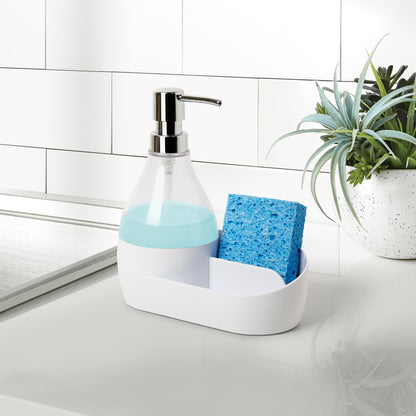 Mainstays Soap Pump & Sponge Holder with Built-In Caddy – 17.1 oz (508 ml) Kitchen Soap Dispenser