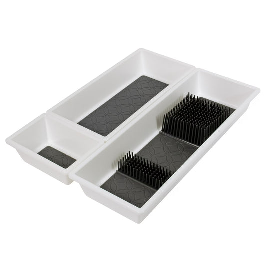 Mainstays Non-Skid Plastic Drawer Organizer Tray – Multi-Purpose Storage for Kitchen, Desk & Bathroom Drawers