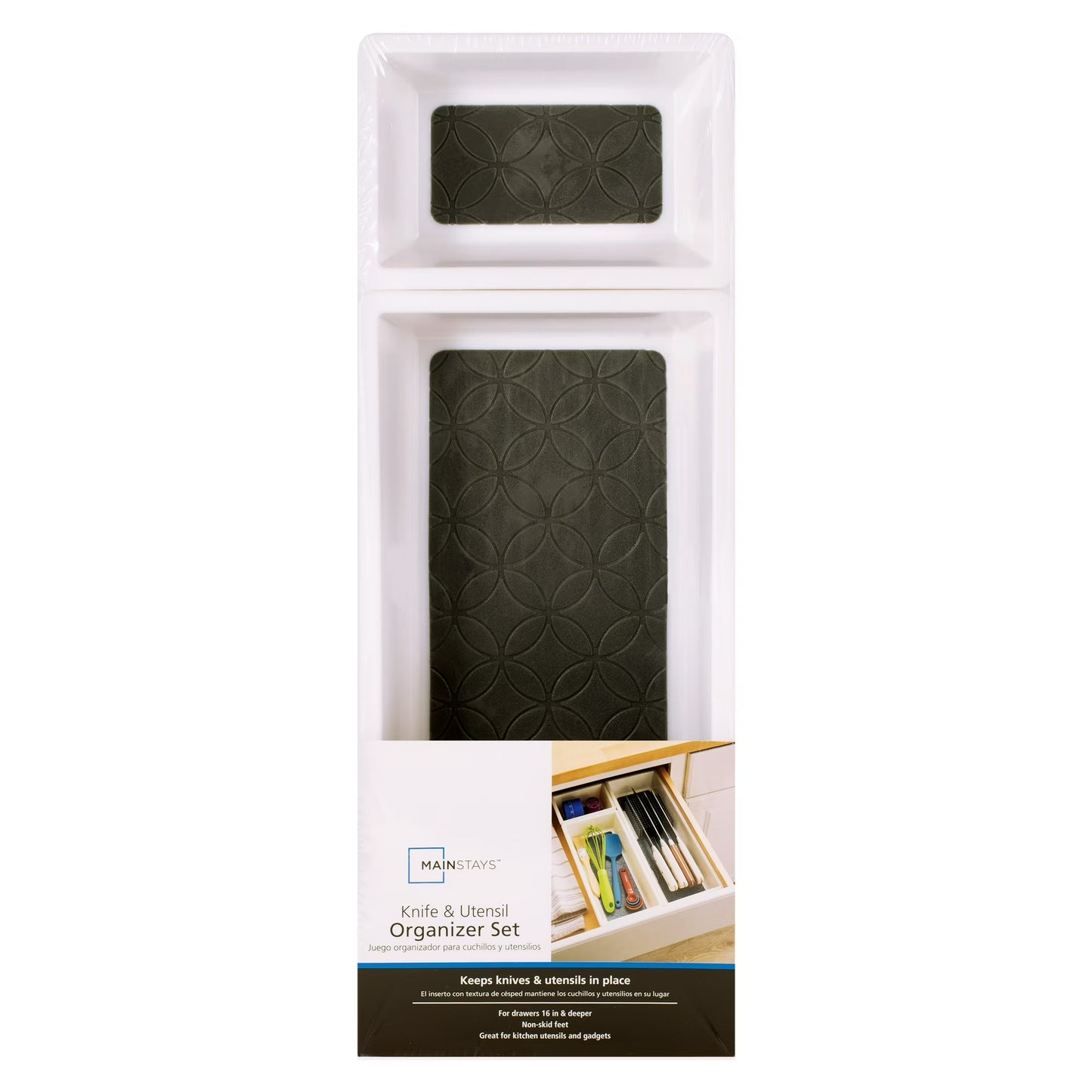 Mainstays Non-Skid Plastic Drawer Organizer Tray – Multi-Purpose Storage for Kitchen, Desk & Bathroom Drawers
